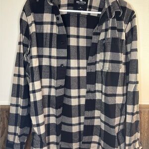 Hollister Black and Tan Checkered Shirt